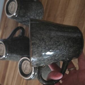 Set Of Four Sango Reflection Black coffee mugs